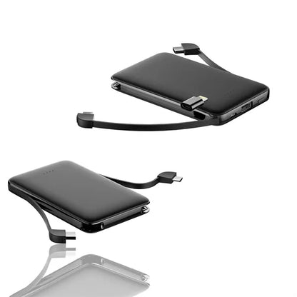 Power Bank 5000 mAh with Integrated Charging Cables