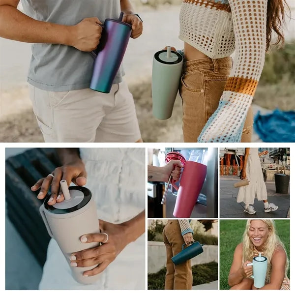 40 OZ Tumbler With Handle And Straw