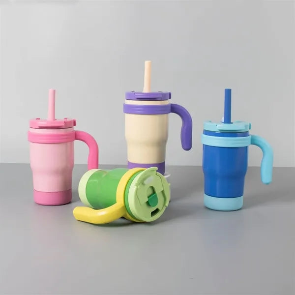 14Oz Kids Insulated Tumbler With Handle & Straws