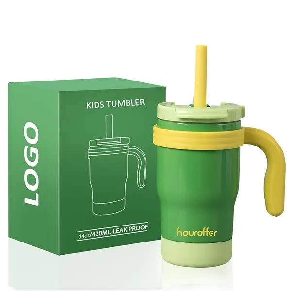 14Oz Kids Insulated Tumbler With Handle & Straws