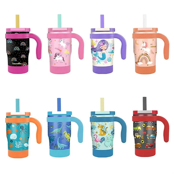 14Oz Kids Insulated Tumbler With Handle & Straws