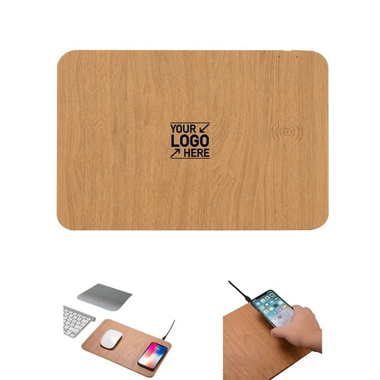 Wood Grain Wireless Charging Mouse Pad