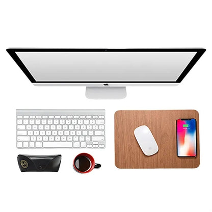 Wood Grain Wireless Charging Mouse Pad
