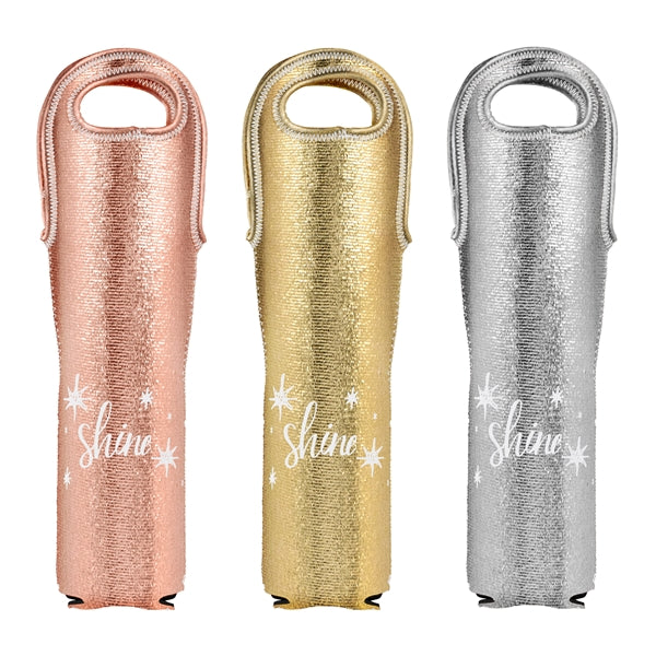 Wine Tote -Metallic Neoprene Single