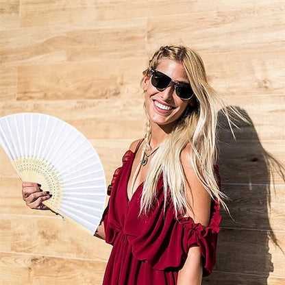 Customized Foldable Fabric Bamboo Hand Fan for Women