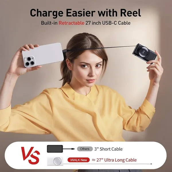 iWALK 10000mah Fast Power Bank With Retractable Cable