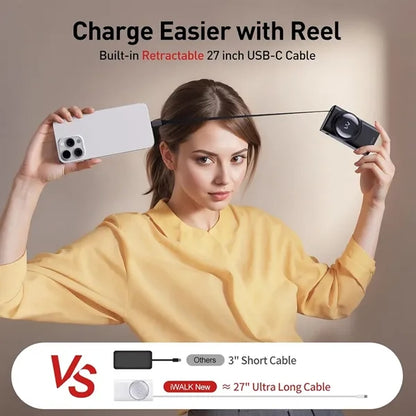 iWALK 10000mah Fast Power Bank With Retractable Cable