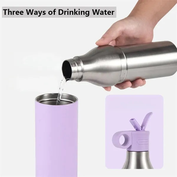 Insulated Stainless Steel Travel Mug With Can Cooler & Straw
