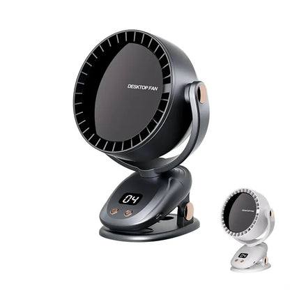 Usb Rechargeable Clip-On Desk Fan With Led Display