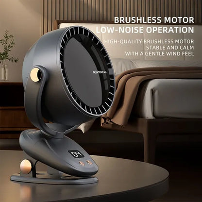 Usb Rechargeable Clip-On Desk Fan With Led Display