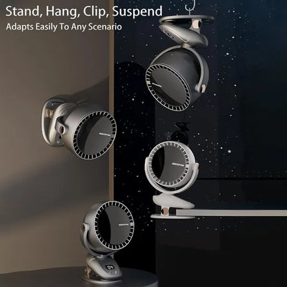 Usb Rechargeable Clip-On Desk Fan With Led Display