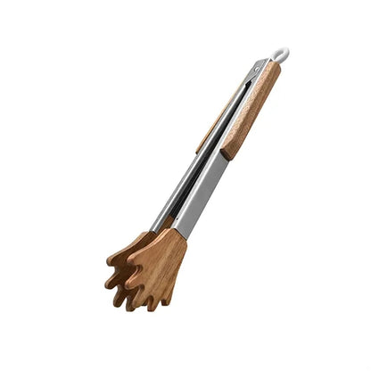 Natural Wood Kitchen Tongs For Cooking And Serving