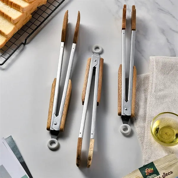 Natural Wood Kitchen Tongs For Cooking And Serving