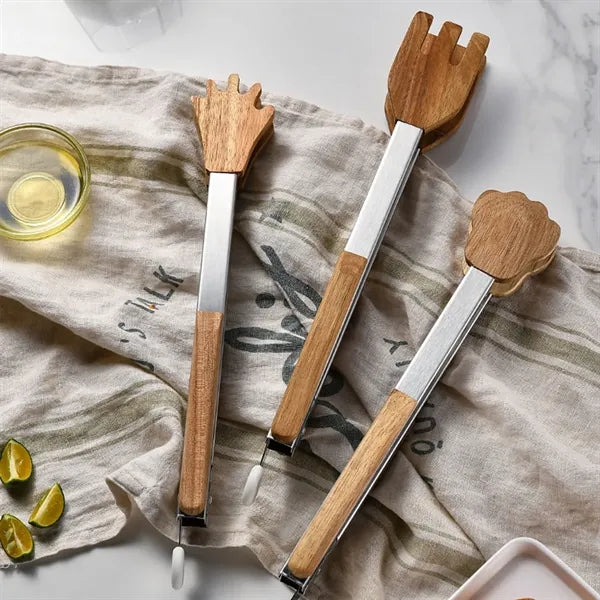 Natural Wood Kitchen Tongs For Cooking And Serving