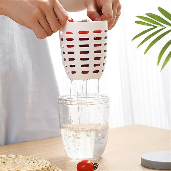 Portable Sealed Double Layer Outdoor Fruit Cup With Fork