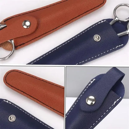 Portable Scissors Leather Buckle Long Protective Case