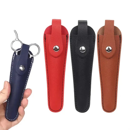 Portable Scissors Leather Buckle Long Protective Case