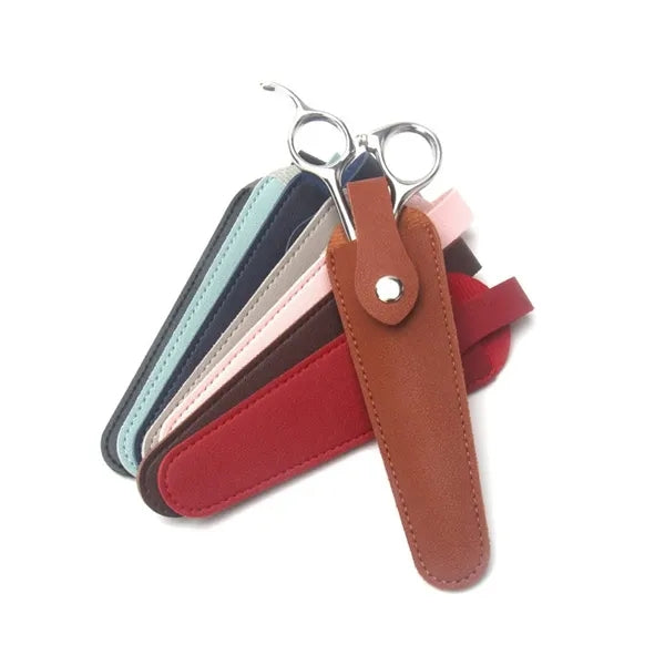 Portable Scissors Leather Buckle Long Protective Case