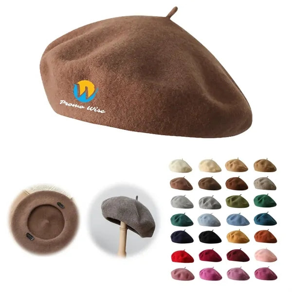 Solid Color Wool Fashionable Warm Customizable Beret