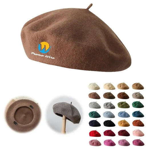 Solid Color Wool Fashionable Warm Customizable Beret
