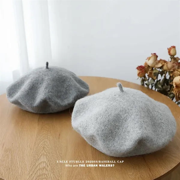Solid Color Wool Fashionable Warm Customizable Beret