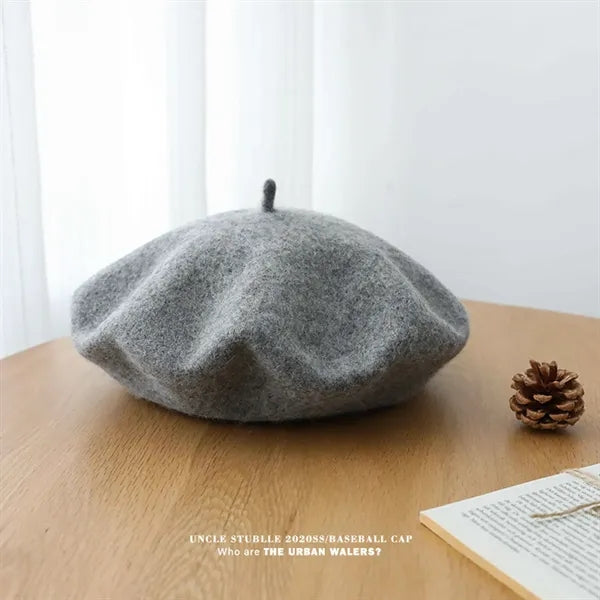 Solid Color Wool Fashionable Warm Customizable Beret