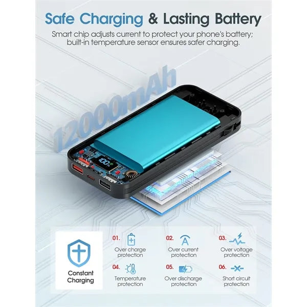 12000mAh Charger Power Bank with AC Wall Plug