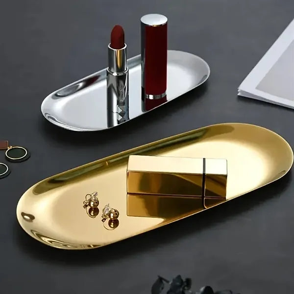 Oval Decorative Tray for Jewelry and Cosmetics