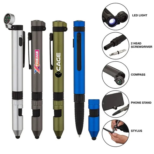 6-in-1 LED Tactical Pen with Stylus and Compass