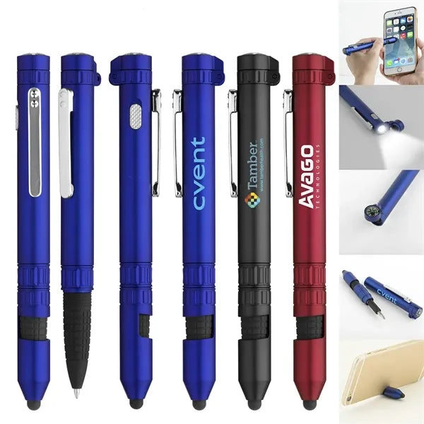 6-in-1 LED Tactical Pen with Stylus and Compass