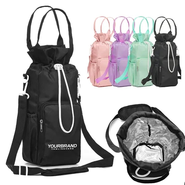 Insulated Bottle Sling Bag with Drawstring