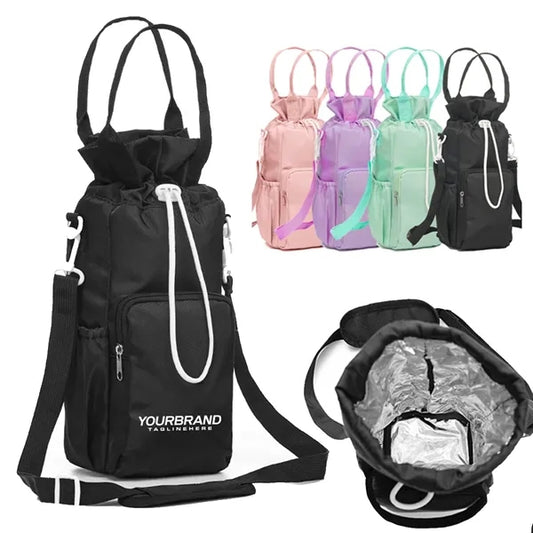 Insulated Bottle Sling Bag with Drawstring