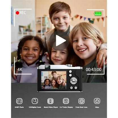 4K Digital Camera for Kids 32GB SD Card
