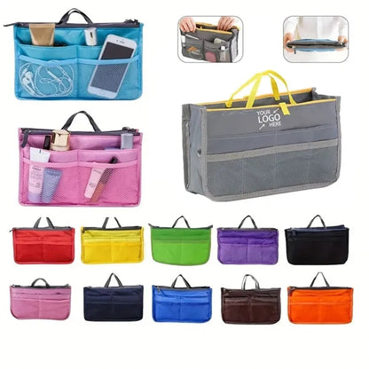 Womens Multi Pocket Handbag Organizer Travel Cosmetic Bag