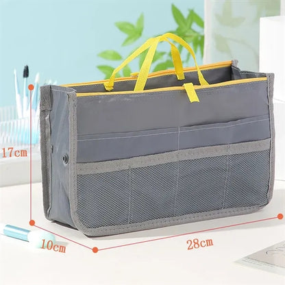 Womens Multi Pocket Handbag Organizer Travel Cosmetic Bag