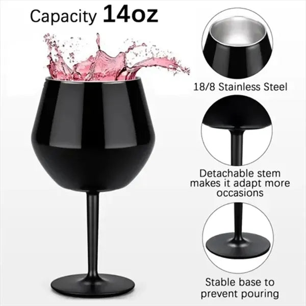 14oz Detachable Stainless Steel Wine Tumbler Cocktail Glass