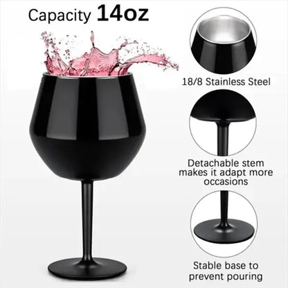 14oz Detachable Stainless Steel Wine Tumbler Cocktail Glass