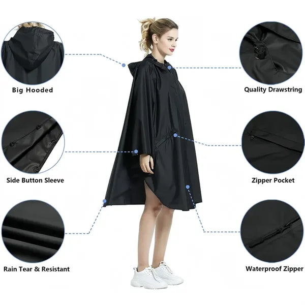 Outdoor Waterproof Hooded Poncho Raincoat