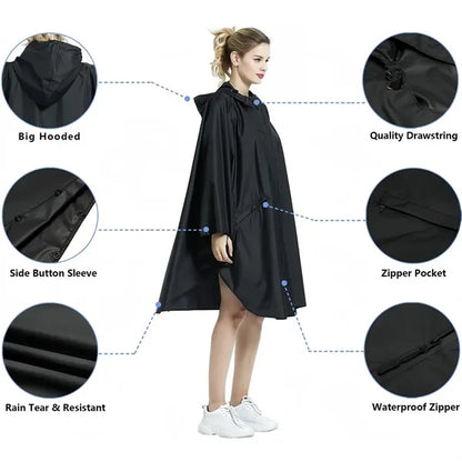 Outdoor Waterproof Hooded Poncho Raincoat
