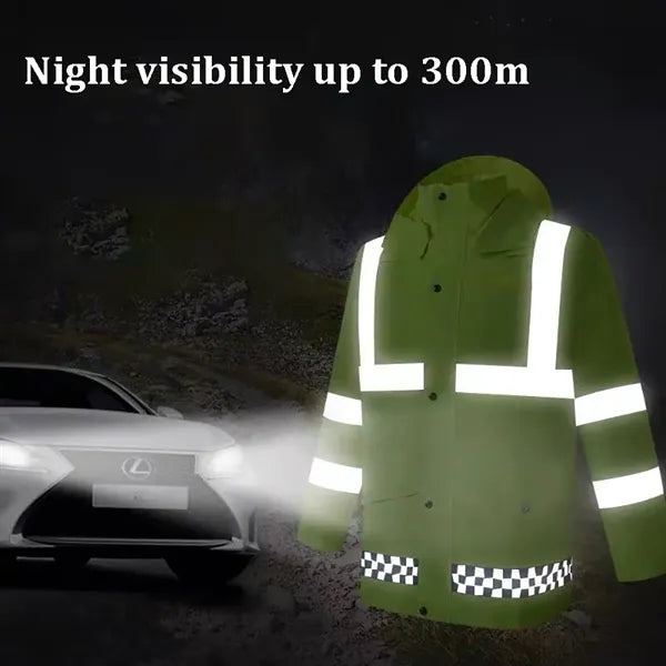 Reflective Rain Jacket & Pants Set for Heavy Rain