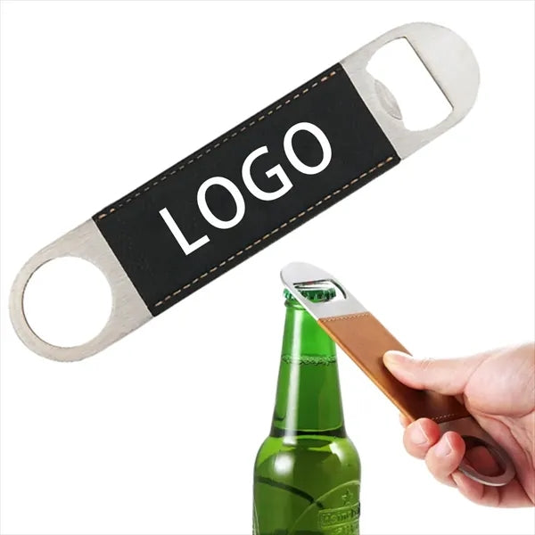 Stainless Steel Bottle Opener With Leather Handle