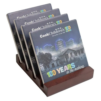 4 Pc. Set with Stand Square Ceramic Coaster
