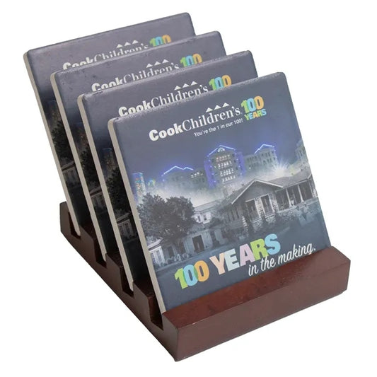 4 Pc. Set with Stand Square Ceramic Coaster