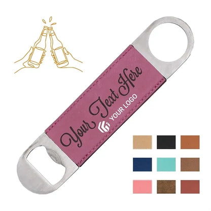 Bar kitchen pu leather portable flat wine bottle opener