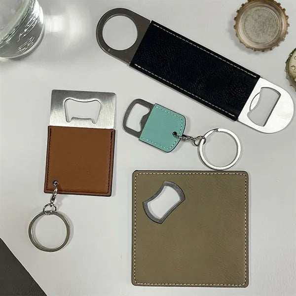 Bar kitchen pu leather portable flat wine bottle opener