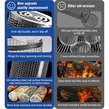 Rotating Stainless Steel Grill Basket(L&S) with Locking Lid