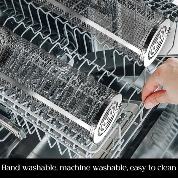 Rotating Stainless Steel Grill Basket(L&S) with Locking Lid
