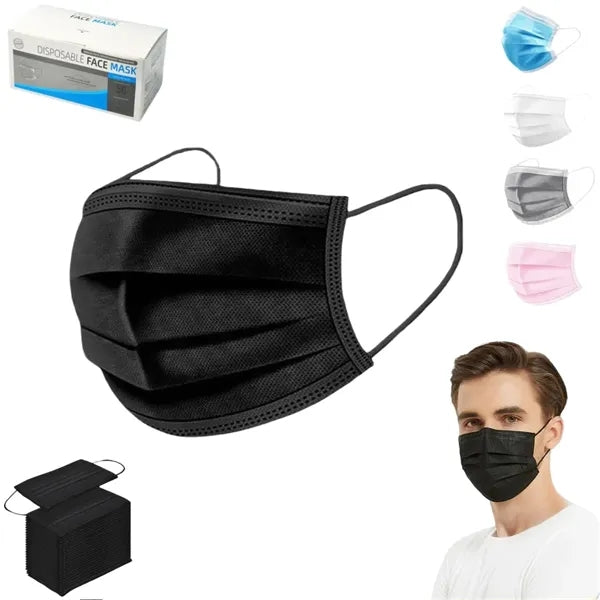 50-Pack 3-Ply Disposable Face Masks with Ear-Loops