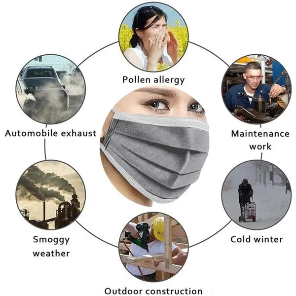 50-Pack 3-Ply Disposable Face Masks with Ear-Loops