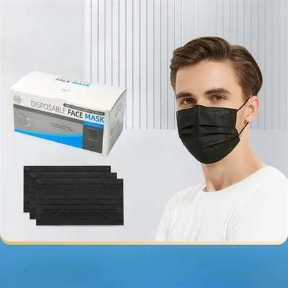 50-Pack 3-Ply Disposable Face Masks with Ear-Loops